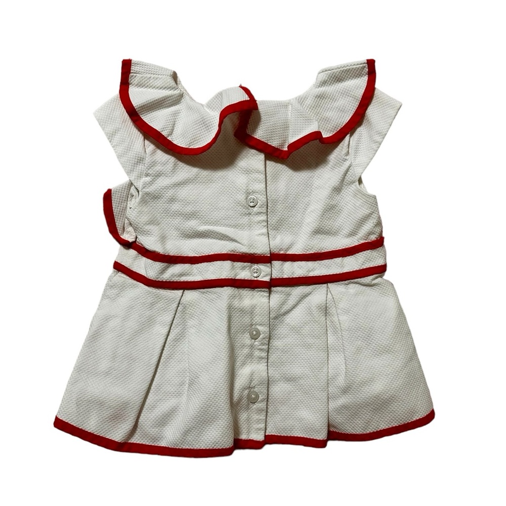 Janie and Jack white cotton pique with orange piping & buttons up back. Sz 2T. - Picture 5 of 8